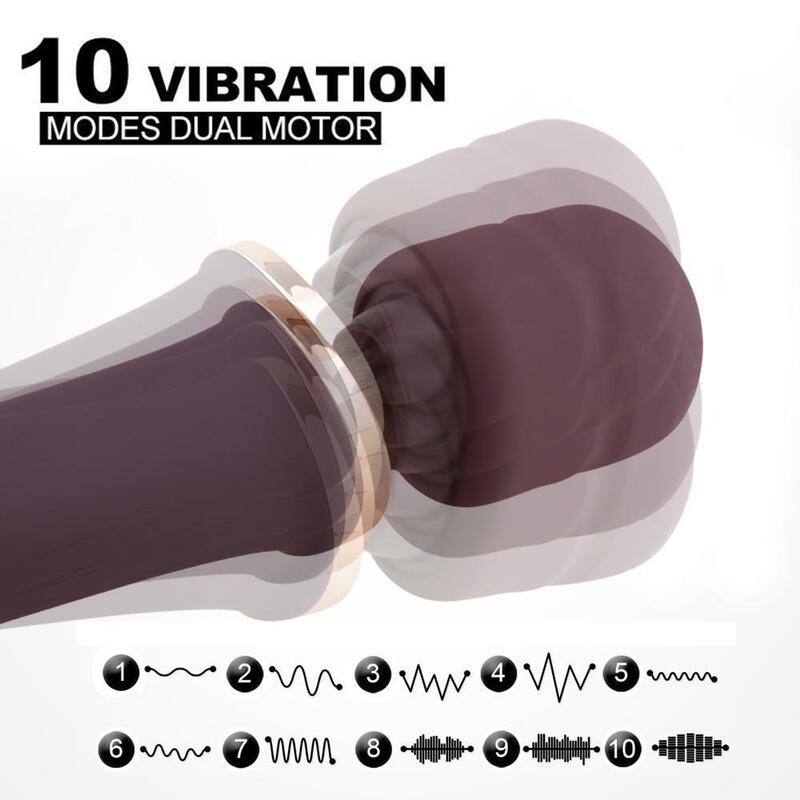 10 Modes Magic Wand Massager Clit Vibrator Lesbian Vagina Vibrator Body Massager USB Masturbator Sex Toy for Women Waterproof