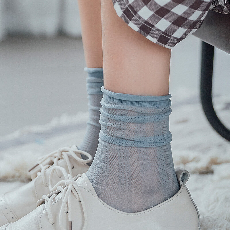 24 цвета, s, Ажурные кружевные сетчатые нейлоновые носки женские летние дышащие ультратонкие крутые носки японские яркие цвета для девочек, носки без пятки