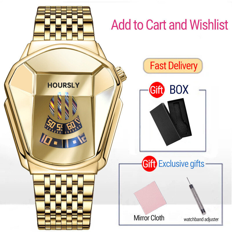 Luxury HOURSLY Brand Trend Cool Men's Wrist Watch Stainless Steel Technology Fashion Quartz Watch For Men 2024 Relogio Masculino