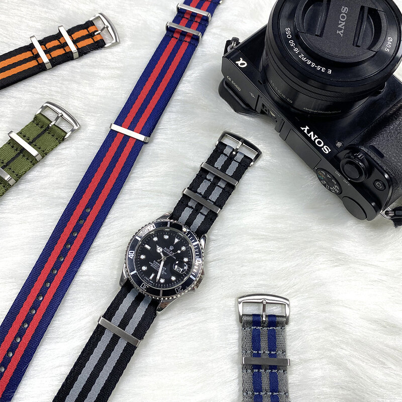 Premium Quality Herringbone 20mm 22mm Seatbelt Watch Band Nylon Nato Strap For Military Watch