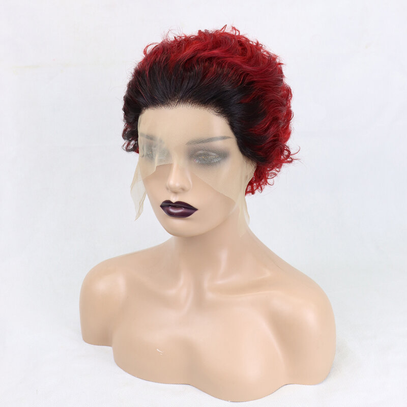 Front Lace Wig Pixie Cut Wig Human Hair Curly Human Hair Wigs Short Curly Bob Wigs For Women Human Hair Brazilian Hair Wig