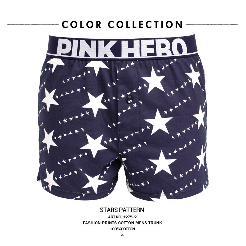 Pink HERO Underpants Printing Male Arrow Pants 2PCS/LOT Mens Boxershort Men Underwear Boxers Original Design Straight Angle