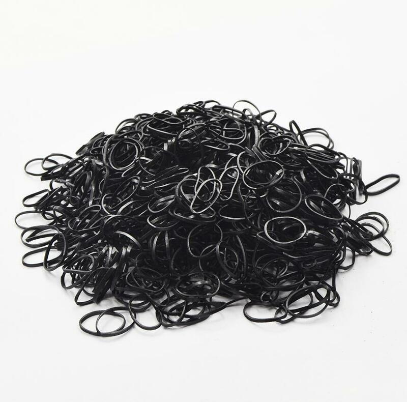 1000 buah/lot karet gelang bening transparan kecil pemegang hitam ikat rambut karet elastis bando untuk Aksesori wanita gadis
