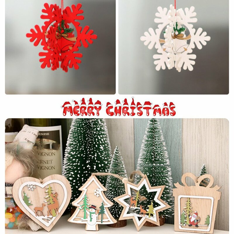 1 Buah Hiasan Natal DIY 3D Kayu Gantung Dekorasi Pohon Natal untuk Pesta Rumah Tahun Baru Hadiah Lucu