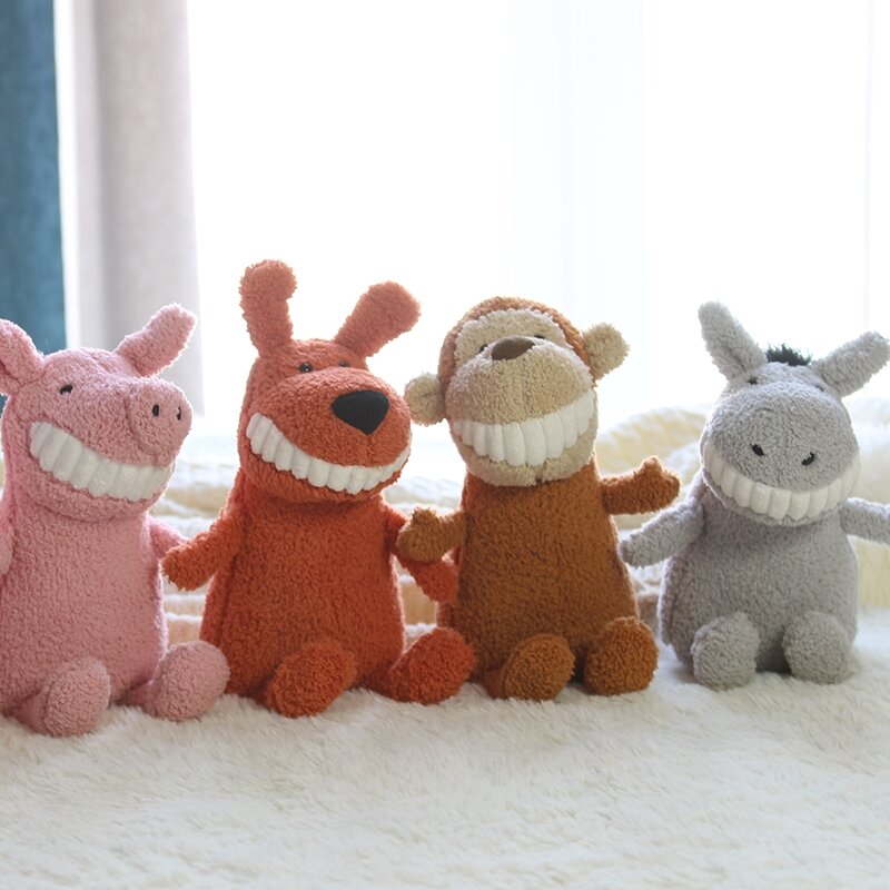 Peluche animaux souriants de 28CM, jouets Kawaii, licorne, lapin, hippopotame, dinosaure, requin, Koala, cadeaux pour enfants