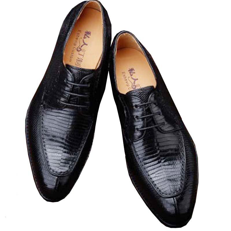 Ourui nova pele de lagarto genuíno homem de negócios sapatos de couro artesanal sapatos masculinos vestido