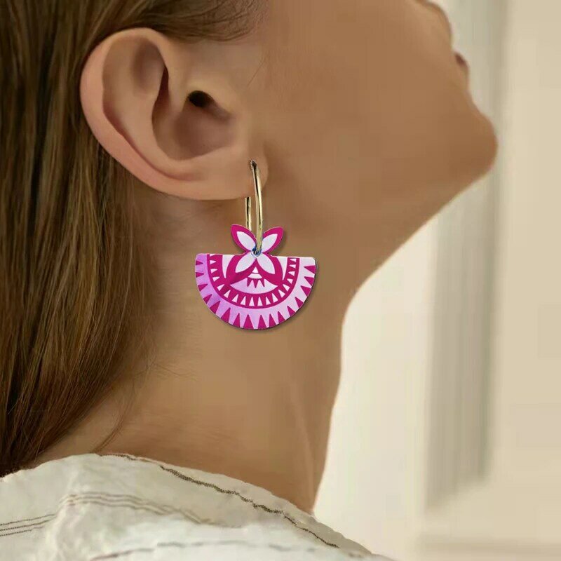 Cring Coco Acrylic Drop Earrings 2021 Trends Brown Pink Hanging Woman Earring Korean Fashion Metal Hoops Earrings for Women New