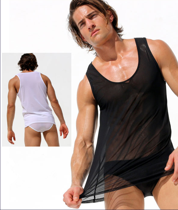 New man pure cotton slim sexy halter top for sports and leisure tank