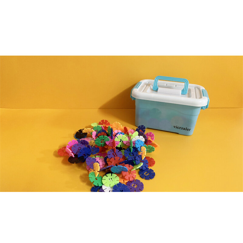 vicrzaler Plastic Snowflake Blocks Interconnect Construction & Construction Toys 3D Kids Kindergarten Puzzle Baby Play Toy