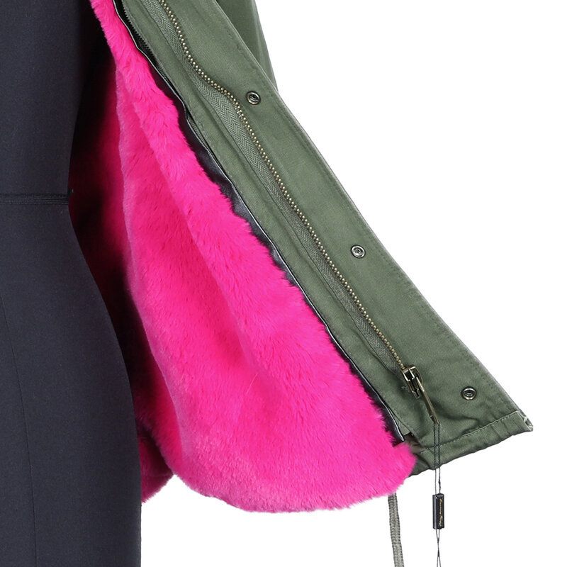 MAOMAOKONG-chaqueta con cuello de piel de mapache Real para mujer, abrigo grueso de algodón, otoño e invierno, novedad de 2020