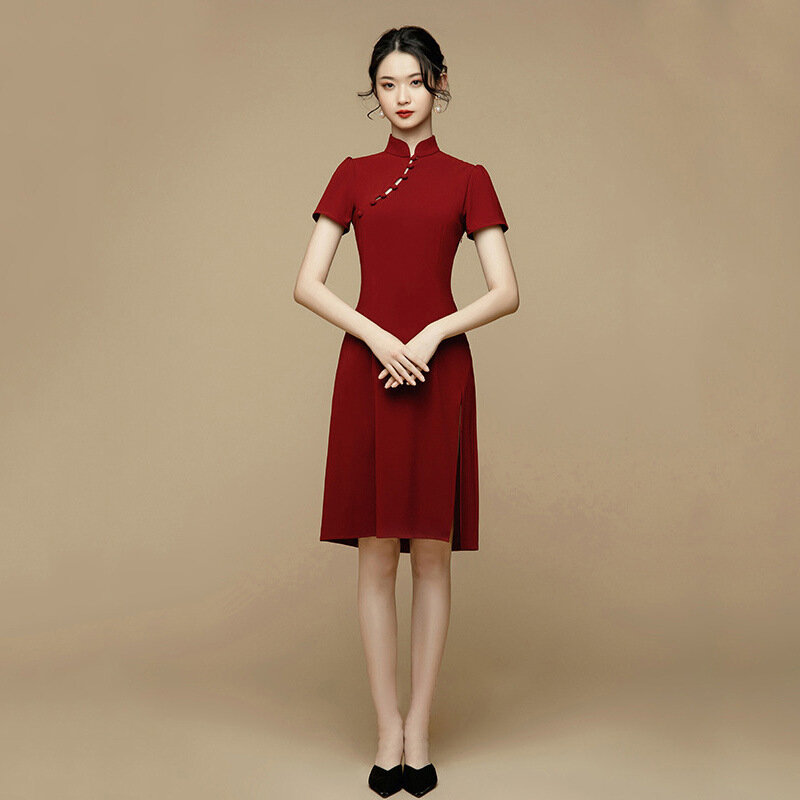 New Mandarin Collar Retro Cheongsam Women Wedding Evening Party Dress Chinese Vintage Classic Button skinny Qipao Novelty