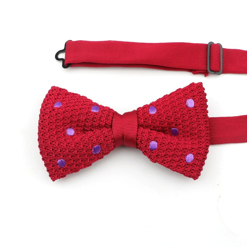 Solid Dot Knit Bow Tie Ploka Dots Adjustable Knitting Casual Neck Ties Leisure Butterfly Bowtie For Accessory Christmas Gift
