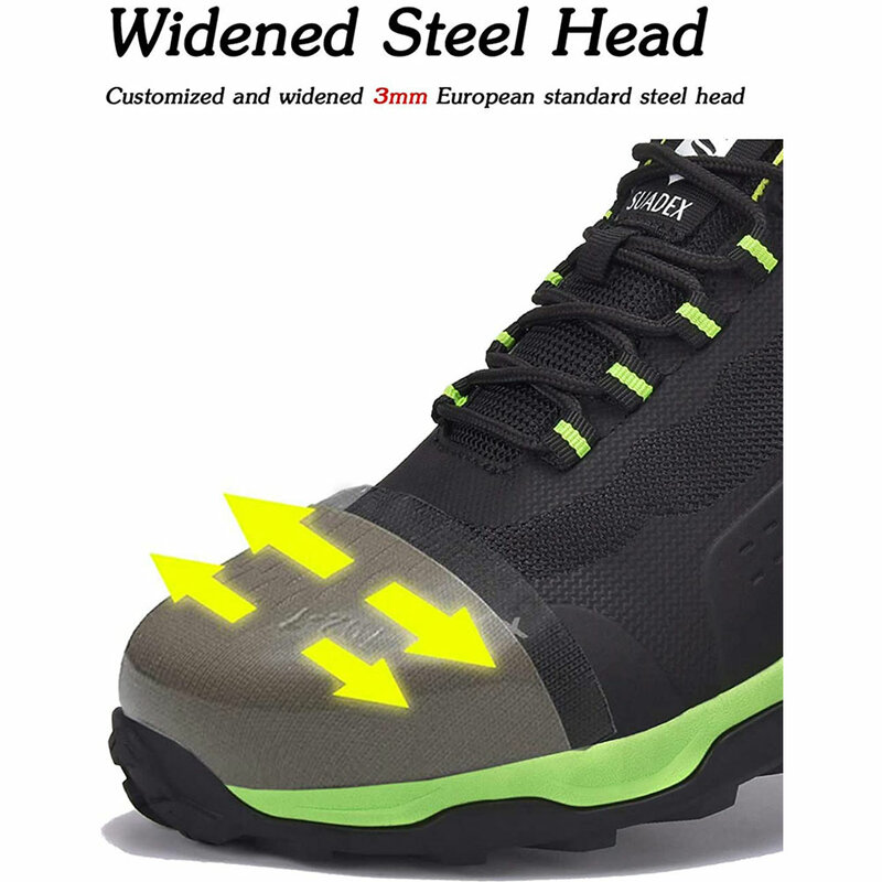 SUADEX Sepatu Keselamatan Pria Sepatu Bot Jari Kaki Baja Anti Benturan Sneakers Kerja Tidak Bisa Dihancurkan Sejuk Ujung Kaki Komposit Pria Ukuran EUR 37-48