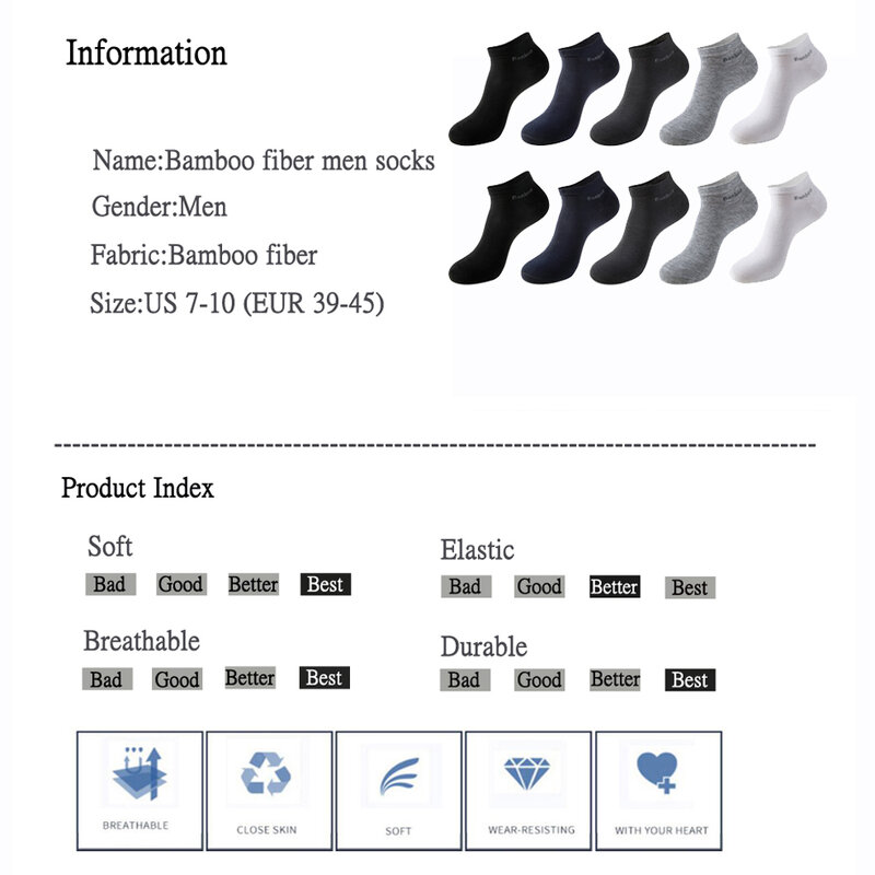 3 Paare/paket männer Bambus Faser Ankle Socken Atmungsaktive Anti-Bakterielle Socken Hohe Qualität Keine Zeigen Boot Socken Kurze männer Größe 38-45
