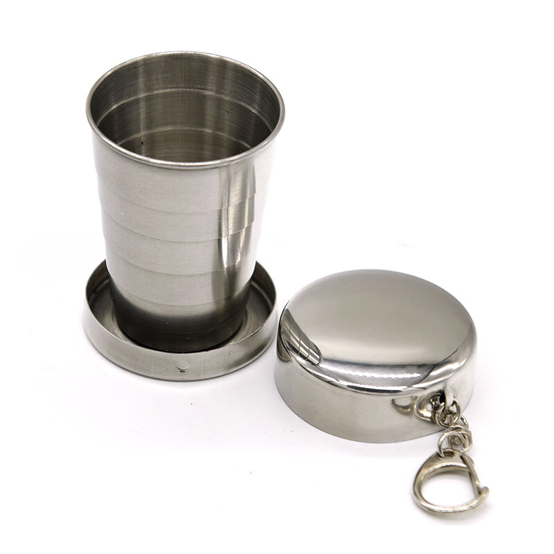 75/150/250ML tazza pieghevole in acciaio inossidabile pentole da campeggio tazza retrattile tazze da tè utensili da campo stoviglie tazza piegata