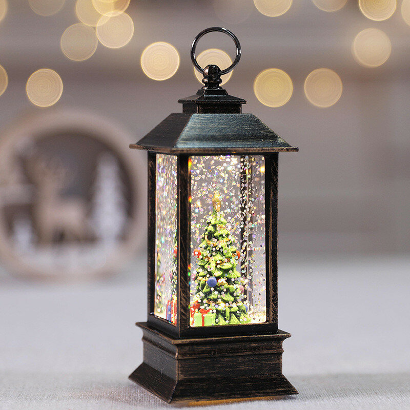 Petite lampe à huile LED pour décorations de Noël, lanterne pour la maison, ornements d'arbre de Noël, père Noël, wapiti, cadeau de nouvel an, ci-après les