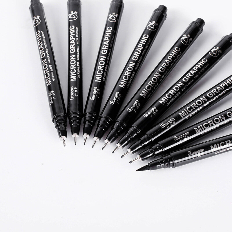 Para bolígrafos Micro-Line 12 Uds. Marcador de arte tinta de archivo a prueba de agua delineador de lápices para Letras de mano dibujo de artista pincel