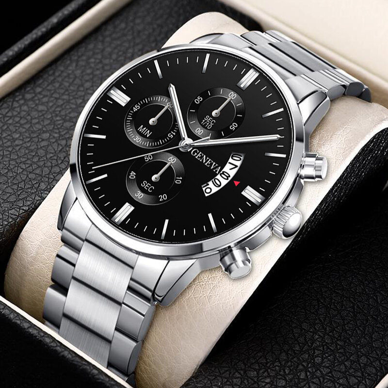 Montre-bracelet à quartz en acier inoxydable pour homme, calendrier de luxe, montres d'affaires, horloge, mode
