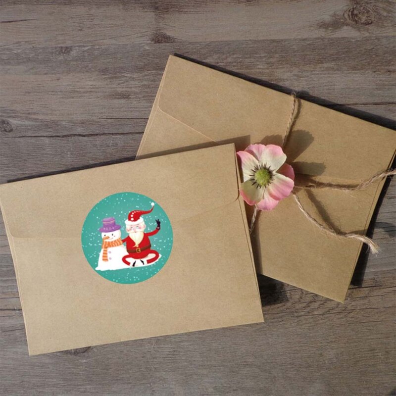 1 rolle (500 stücke) frohe Weihnachten Handgemachte Aufkleber Karte Box Paket Santa Danke Etikett Dicht Aufkleber Hochzeit Partei Liefert