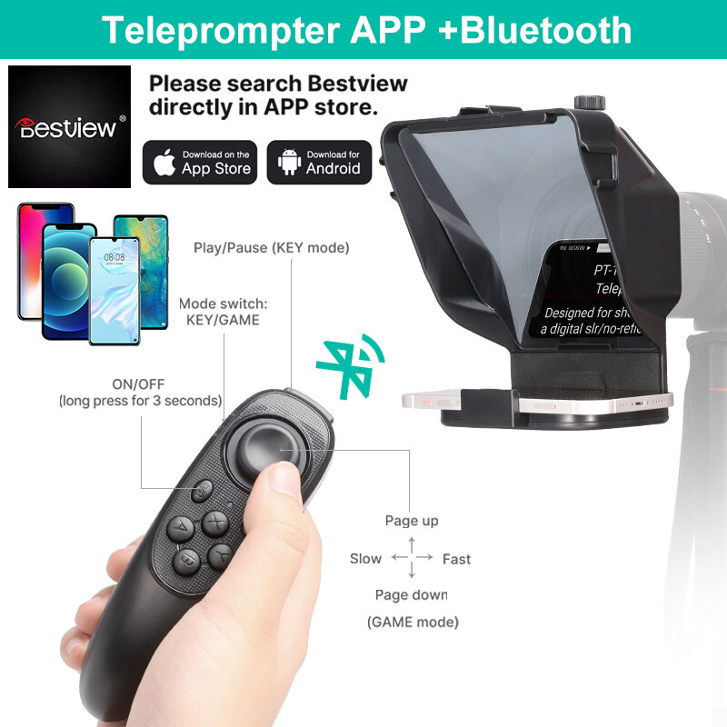 Ulanzi-Mini Teleprompter portátil, prompter para Smartphone, Tablet, Câmera DSLR, Gravação de Vídeo, Transmissão ao Vivo, Entrevista, Novo