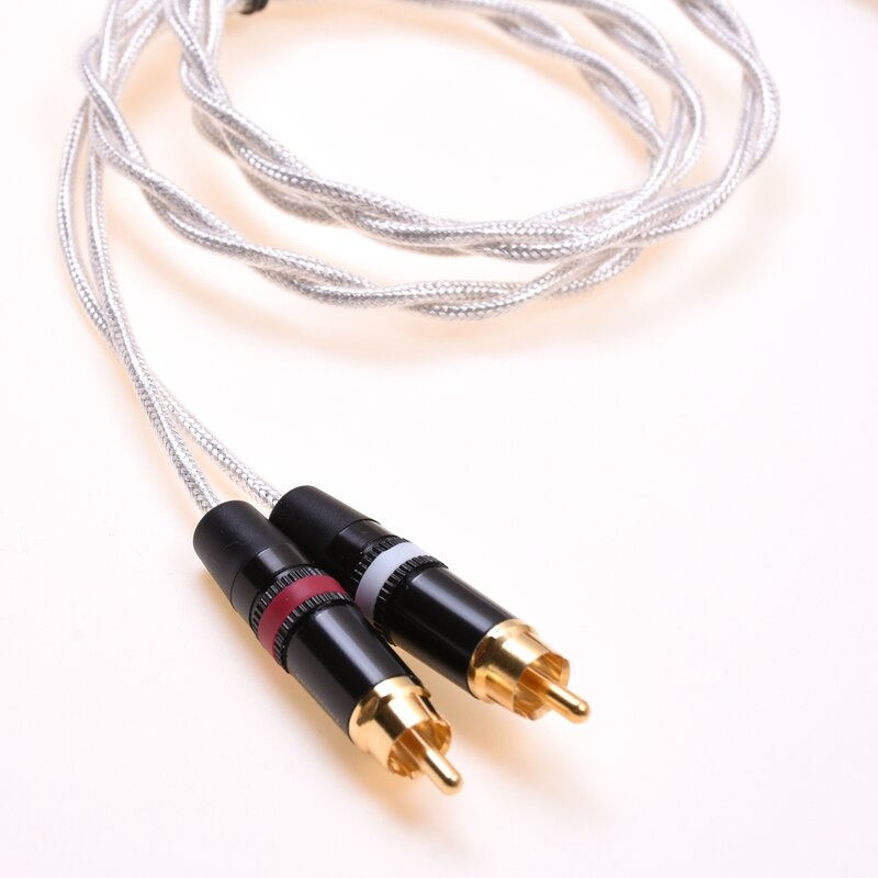 Dual RCA macho para XLR fêmea equilibrado adaptador de áudio prateado cabo protetor, 4Pin