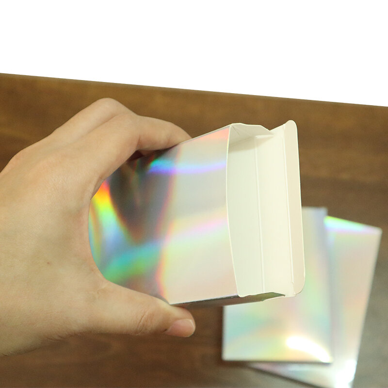 10 sztuk folia holograficzna Treat pudełka laserowe pudełko papierowe pudełko srebrne opakowania kosmetyków pudełko na prezenty dla gości ślub cukierki kartony