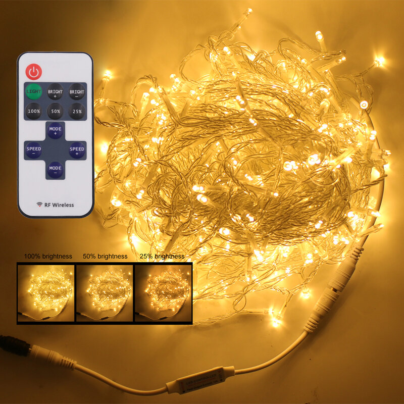Guirlande lumineuse LED pour noël, 10/20/30/50/100m, éclairage d'extérieur, lumière à intensité réglable, pour fêtes, mariages et fêtes