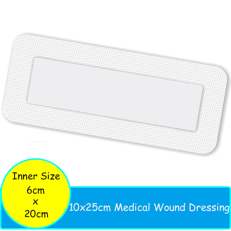 20 peças 10cm x 10cm/15cm/20cm/25cm respirável médico ferida estéril vestir tamanho grande sem fôlego adesivos pacote individual