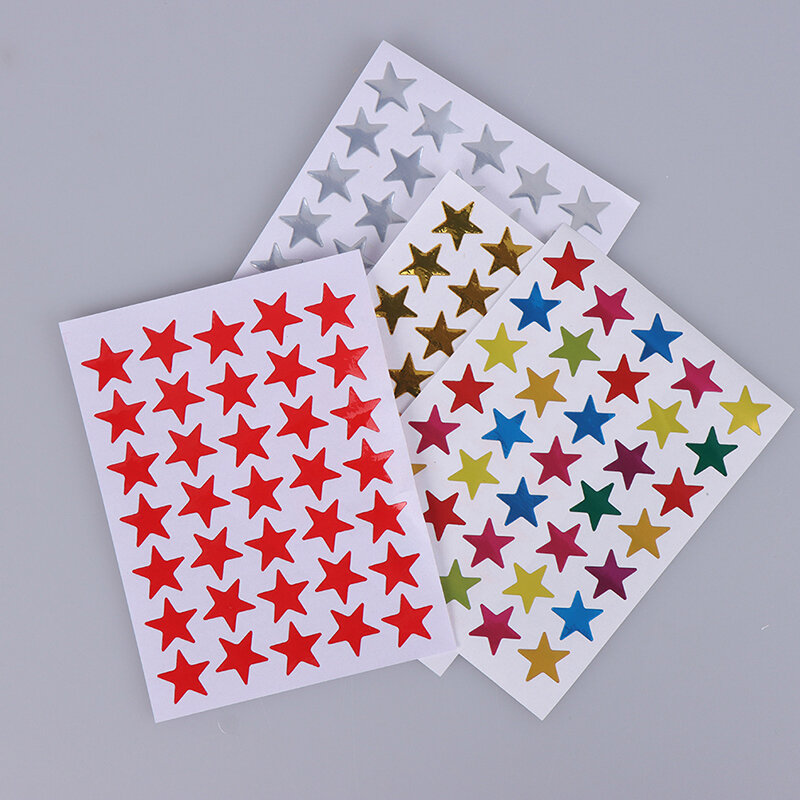 Autocollant auto-adhésif motif étoile à cinq branches pour enfant, étiquette de récompense, Flash, enseignant, éloge, prix, or, 10 pièces/sac