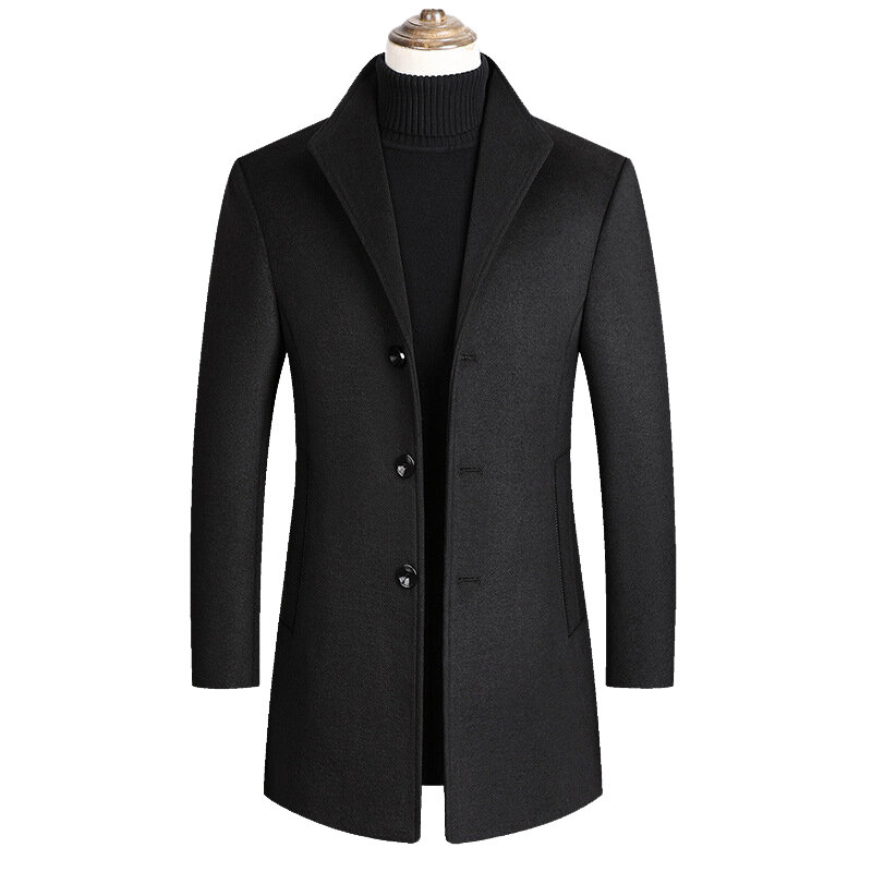 Cappotti in misto lana da uomo in pelle di montagna autunno inverno nuova giacca in lana da uomo in tinta unita di alta qualità abbigliamento di marca lussuoso SA837