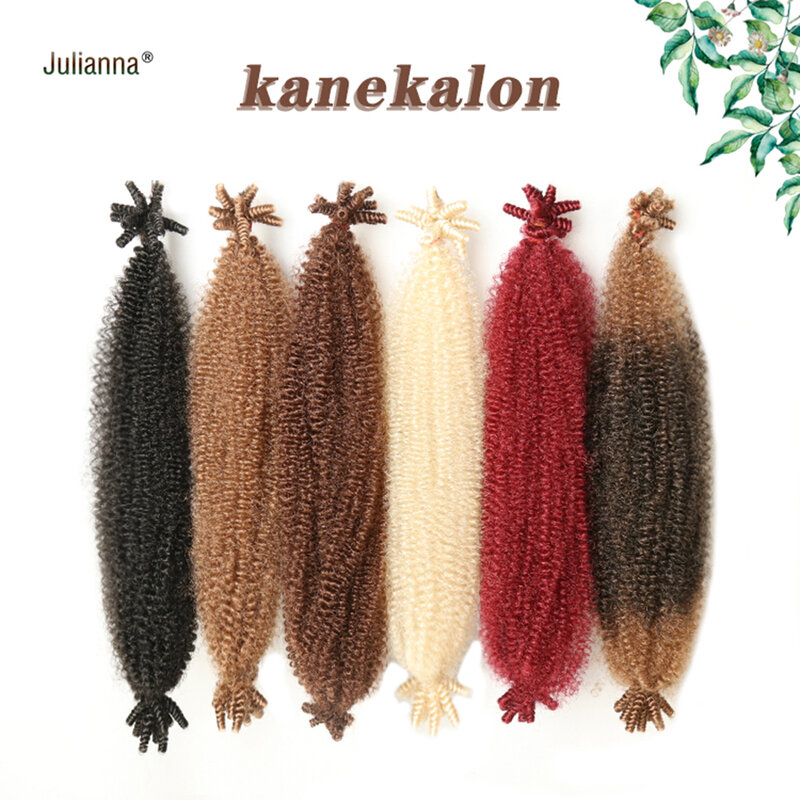 Pelo Rizado Afro para mujer y niña, extensiones de cabello trenzado de ganchillo, rojo, marrón, sintético, Kanekalon