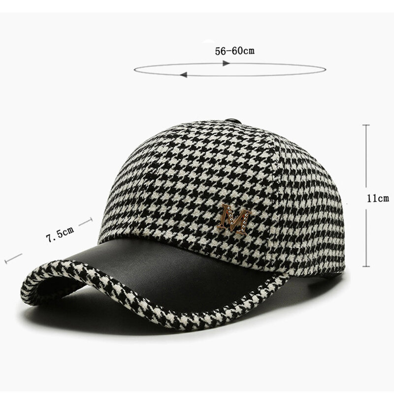 남녀공용 블랙 다크 브라운 하운드투스 야구 모자, 레트로 영국 스타일 격자 무늬 모자, 여름 트럭 운전사 모자, 2024