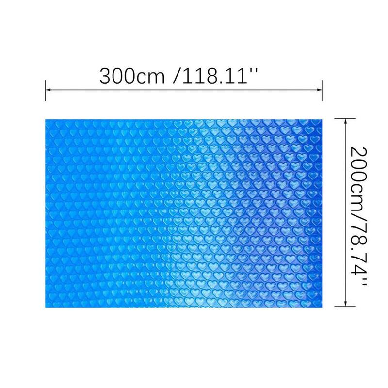 Cubierta protectora para piscina de forma Rectangular, para pies por encima del suelo, película aislante anticorrosión y antievaporación azul, 300x200cm