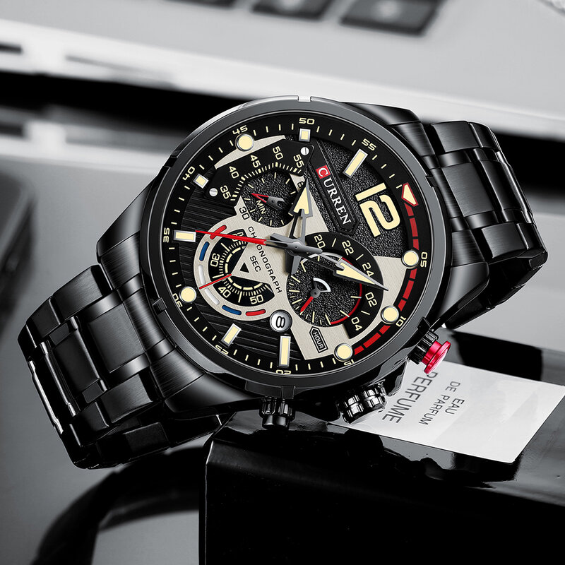 Istro REN-Montre à quartz en acier inoxydable pour homme, montre-bracelet de sport décontractée, cadran chronographe, horloge Shoous, mode