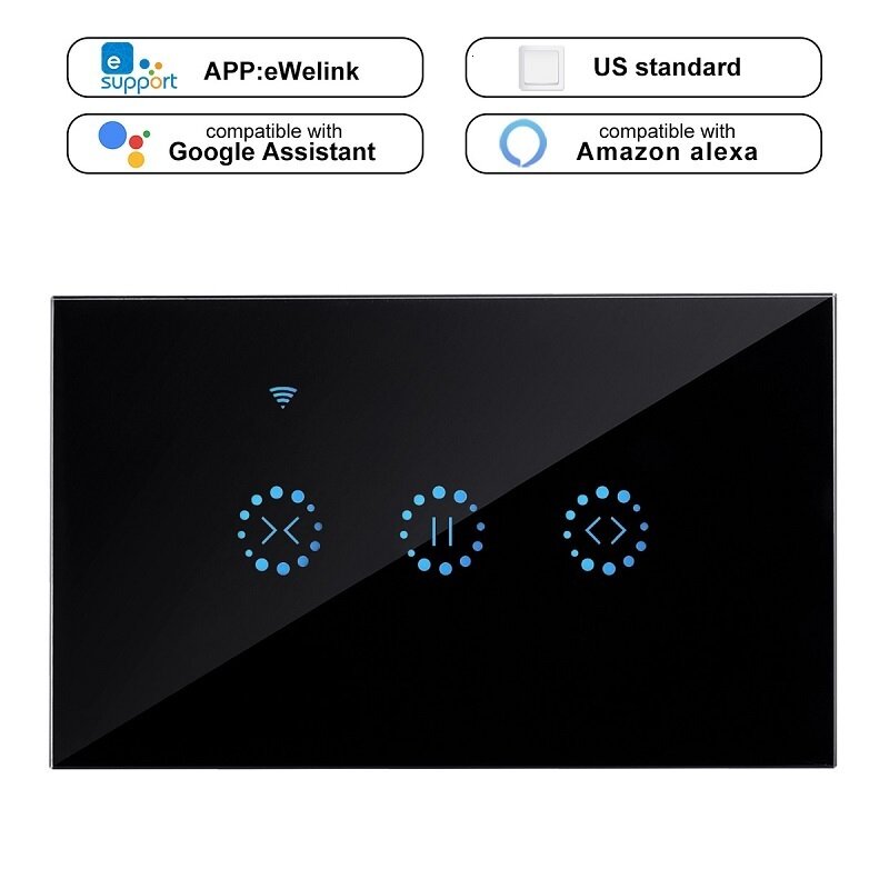 Commutateur de rideau tactile électrique WiFi pour maison intelligente, commande vocale par application Ewelink par Alexa Echo pour moteur de stores de limite mécanique