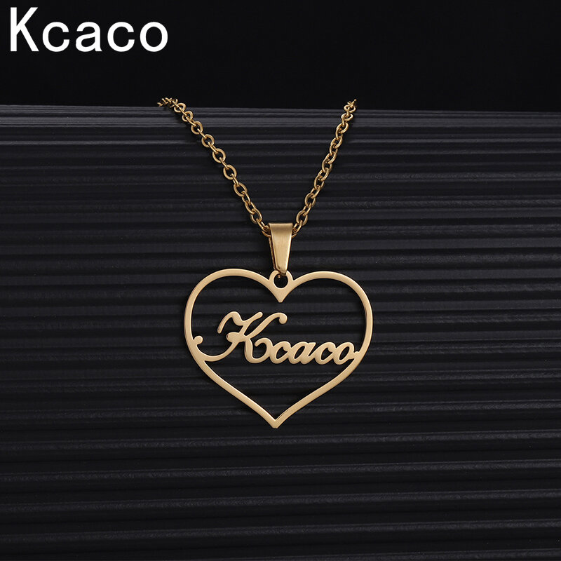 Kcaco Personalized Name Necklace Gold Color Butterfly Heart Pendant Stainless Steel Customized Letter Choker for Women Jewelry
