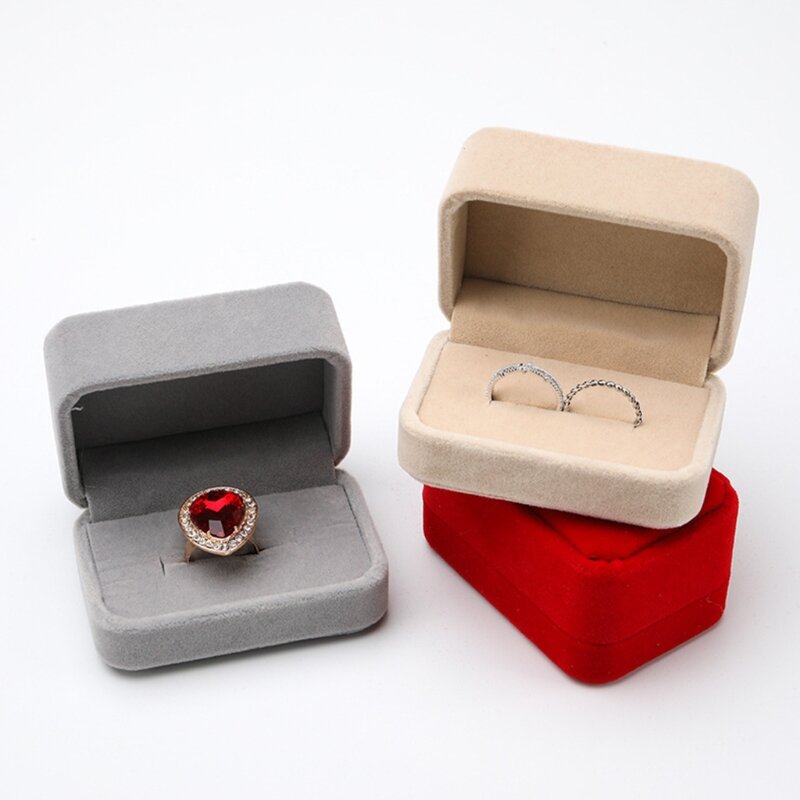 Luxe Vierkante Fluwelen Sieraden Een Paar Ringen Oorbel Display Case Box Storage Organizer Holder Gift Pakket Draagbare Reizen Bruiloft