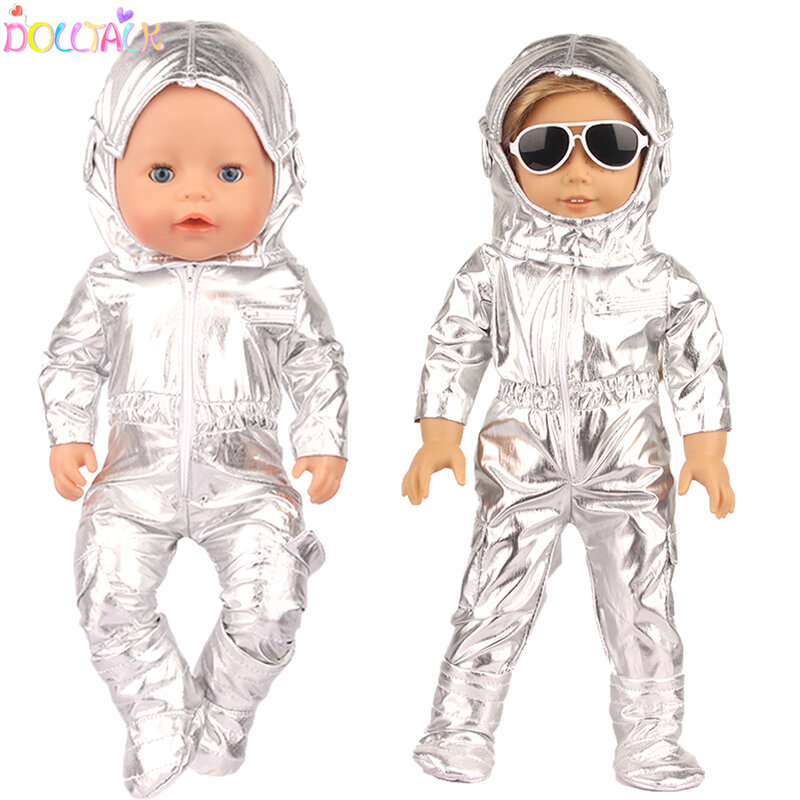Ubranka dla lalki + buty + czapka 18 Cal amerykańska lalka Spacesuit modne ciuchy kombinezon lotniczy dla 43cm noworodki BeBe Reborn & OG Girl Doll