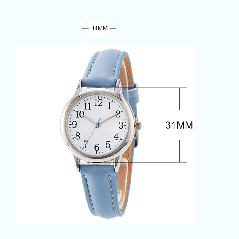 Japanese Movement Easy to Read Arabic Numerals PU Leather Strap 31mm Dial Laides Clock