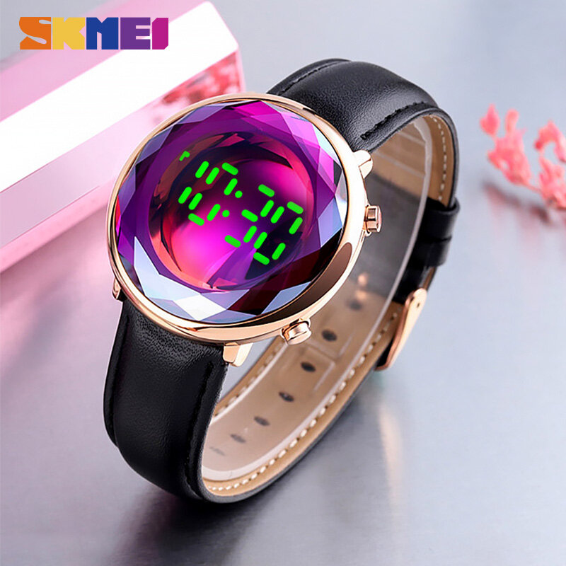 SKMEI Fashion Quartz Watches For Women Three Dimensional Glass Creative Magnetic Buckle Girls Wristwatches Led reloj mujer 1640