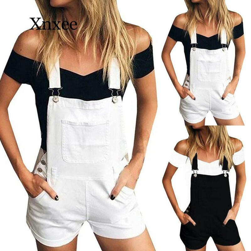 summer Women's Sleeveless Jumpsuit New Sexy Solid Color Loose Denim Bib Hole Summer Fashion Casual Party Daily Jeans Playsuits