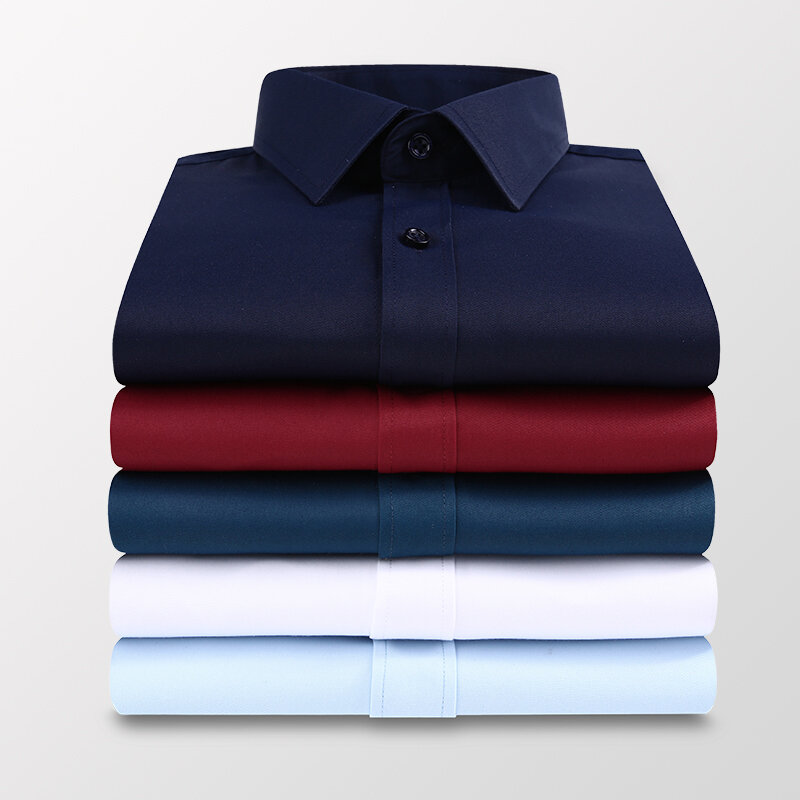 Plus Size 5XL 6XL 7XL Mannen Effen Kleur Business Shirt Mode Toevallige Slanke Witte Lange Mouw Mannelijke Merk Kleding