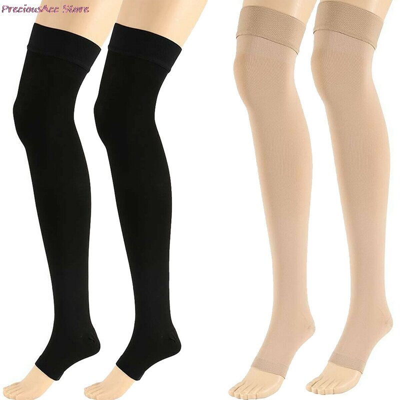 Open Toe Knee-High Medical Compression Stockings Varicose Veins Stocking Compression Brace Wrap Shaping For Women Men 18-21mm
