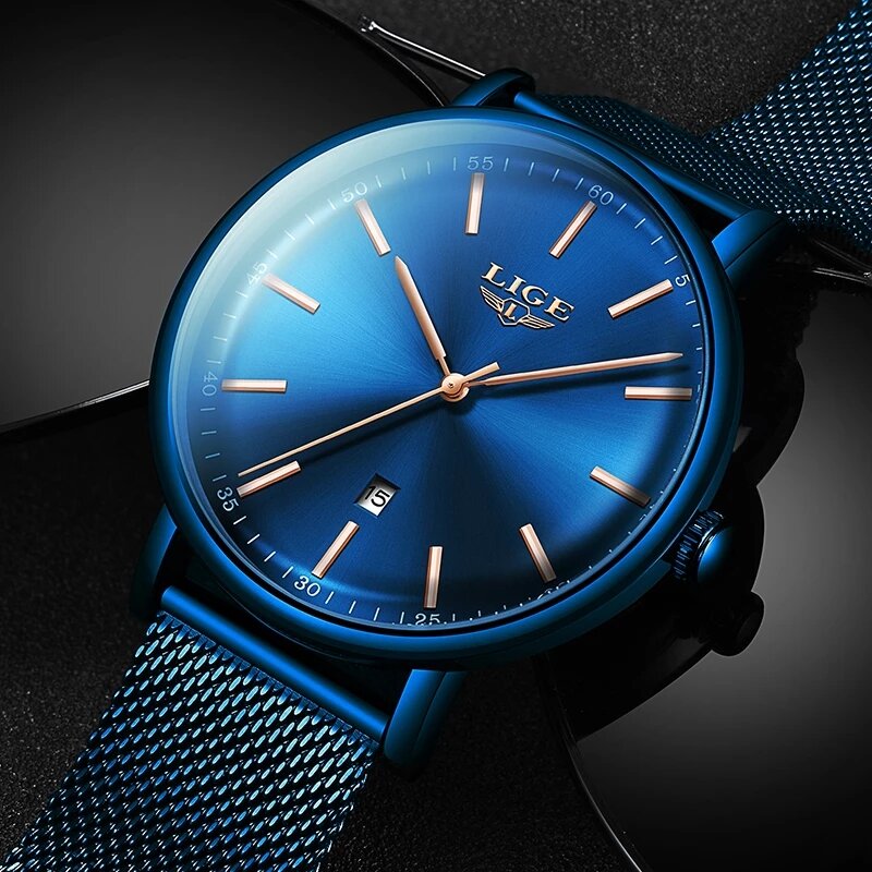 LIGE-Relógio de pulso inoxidável impermeável feminino, relógio de quartzo feminino, relógio casual, marca superior, moda luxo
