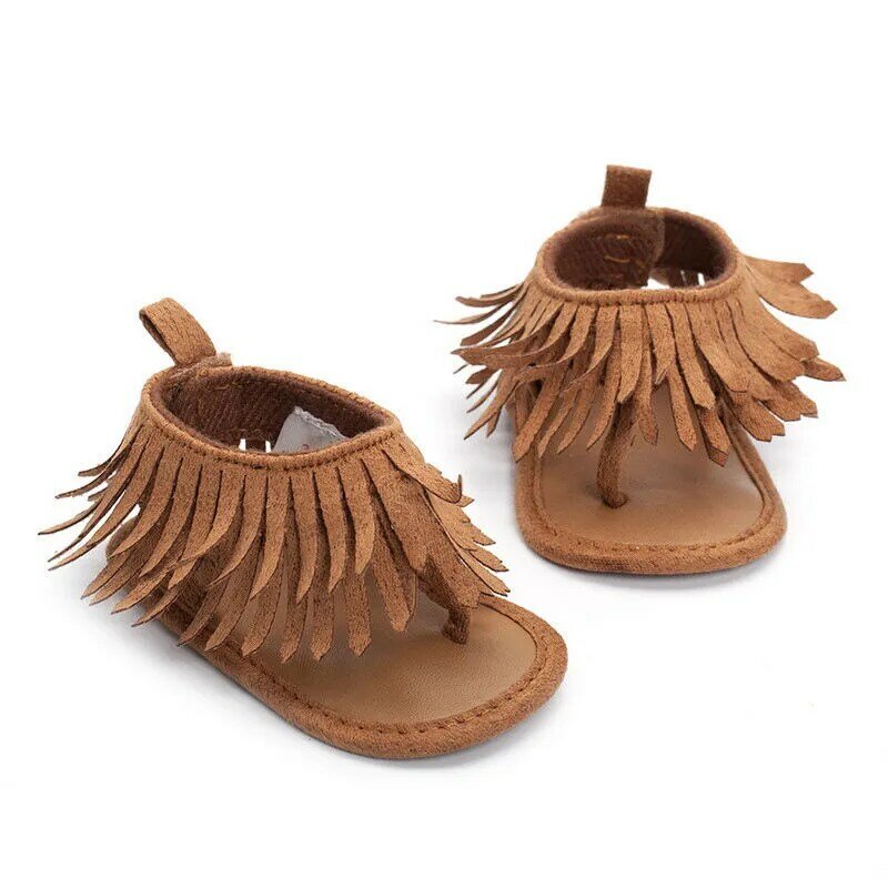 Newborn Baby Girls Shoes Tassel Sequin Sandal InfantSoft Sole Toddler Shoes Tassels Non-slipSummer Sandals 0-12M