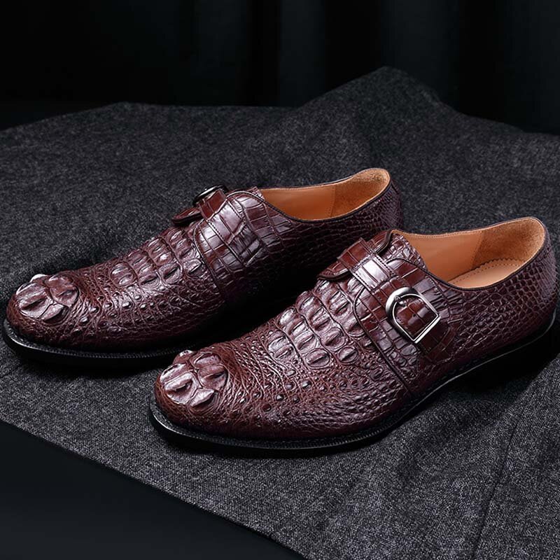 Ouلوير جديد وصول تايلاند التمساح حذاء رجالي جلد الرجال أحذية من الجلد الأعمال موضة جلد التمساح حقيقية
