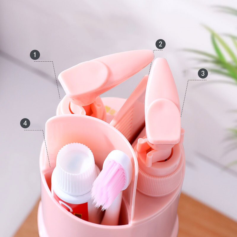 5Pce/Set Cangkir Travel untuk Sikat Gigi Gigi Kamar Mandi Cangkir Travel Set Portabel Pasta Gigi Handuk Penyimpanan Pasangan Cangkir Cuci Aksesori