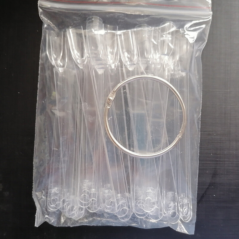 50 Pcs Clear Fan-shaped False Nail Swatch Sticks Nail Polish Practice Display Art Tips Nail Sample Sticks With Metal Split Ring