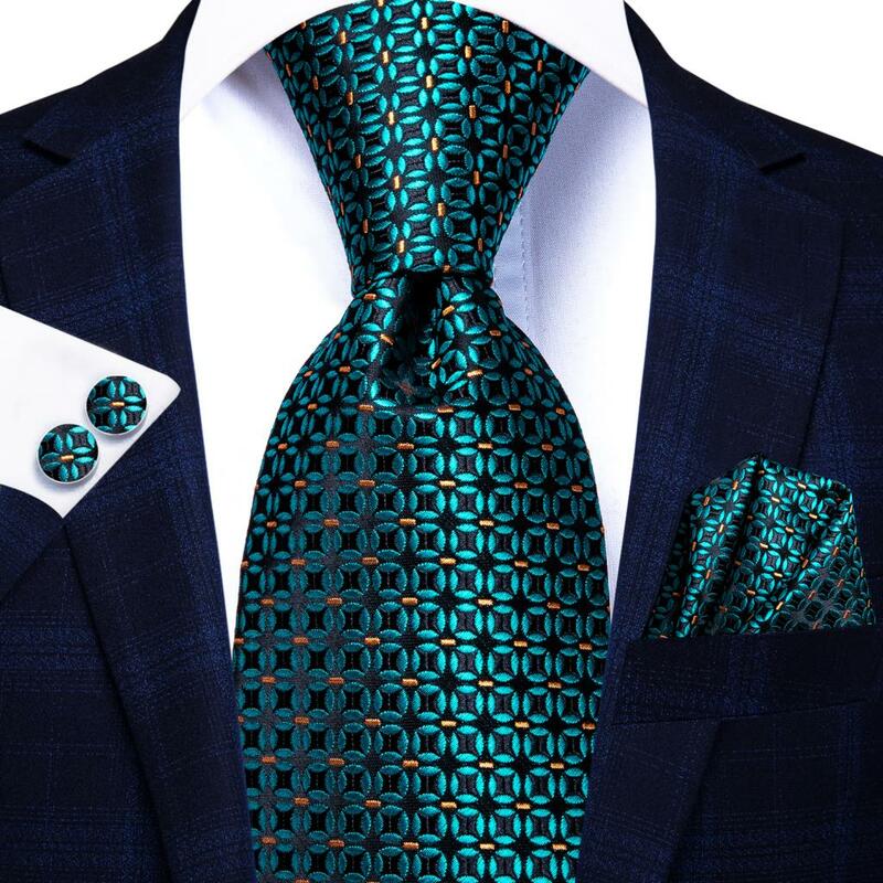 Hi-Tie Luxury Designer Peacock Blue Floral Silk Wedding Tie For Men Handky Cufflink Mens Necktie Fashion Business Party Dropship