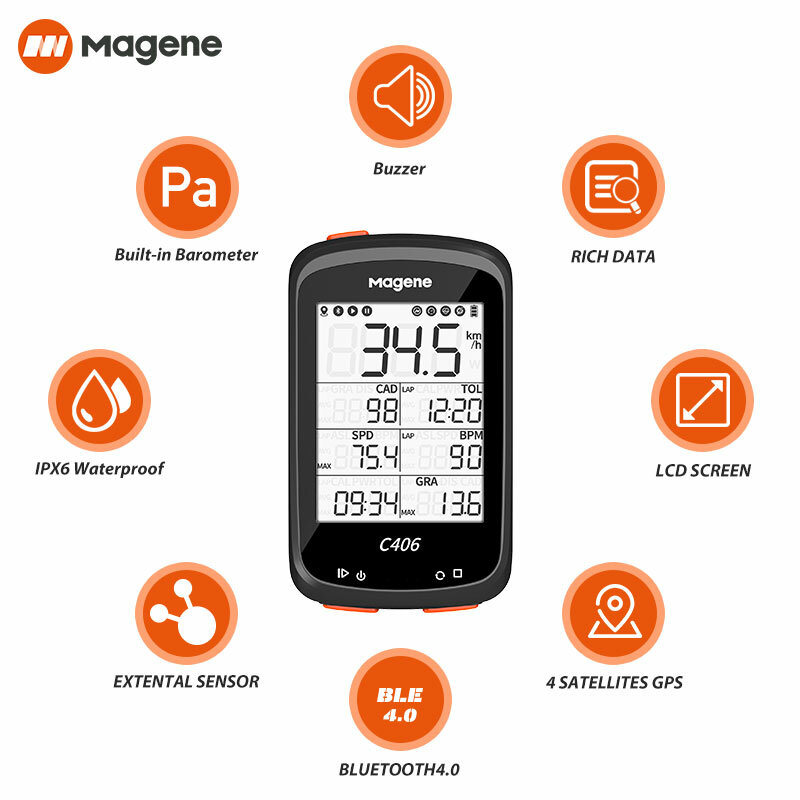 Magene-자전거 컴퓨터 C406 무선 GPS 속도계, 로드 MTB 자전거 블루투스 ANT + 심박수 센서, 방수 사이클링 컴퓨터